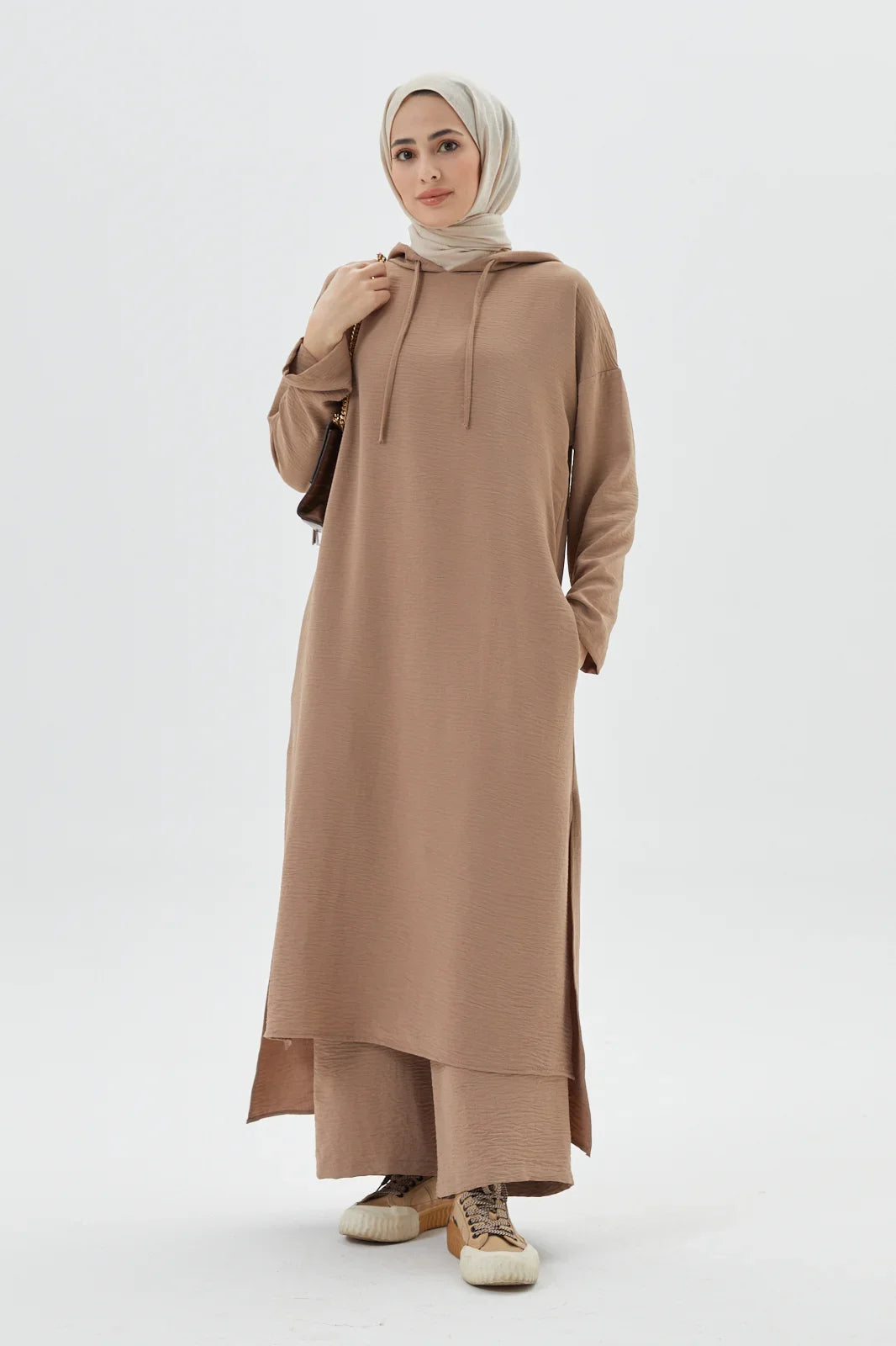 Sandy Brown Summer Elegance at Turkista Hooded Full Set