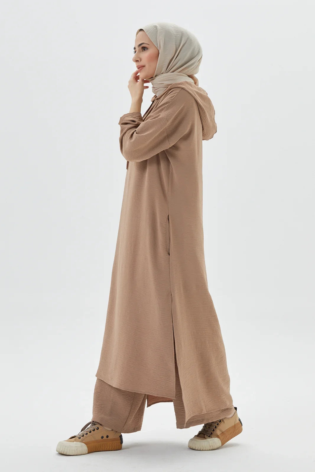 Sandy Brown Summer Elegance at Turkista Hooded Full Set