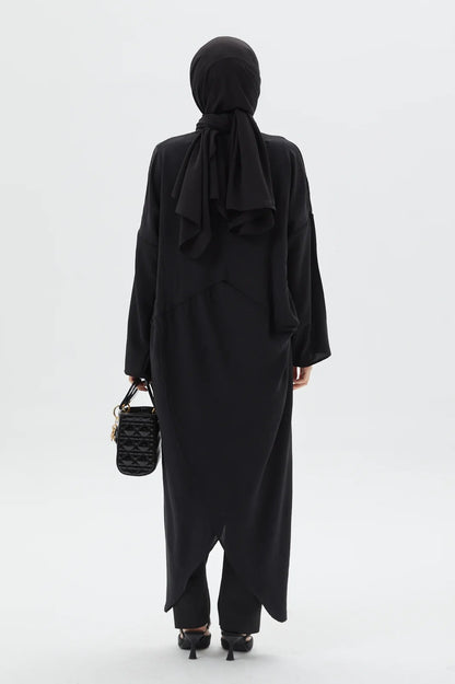 Elegant Black Cross Abaya Modest Outfit Exclusively at Turkista