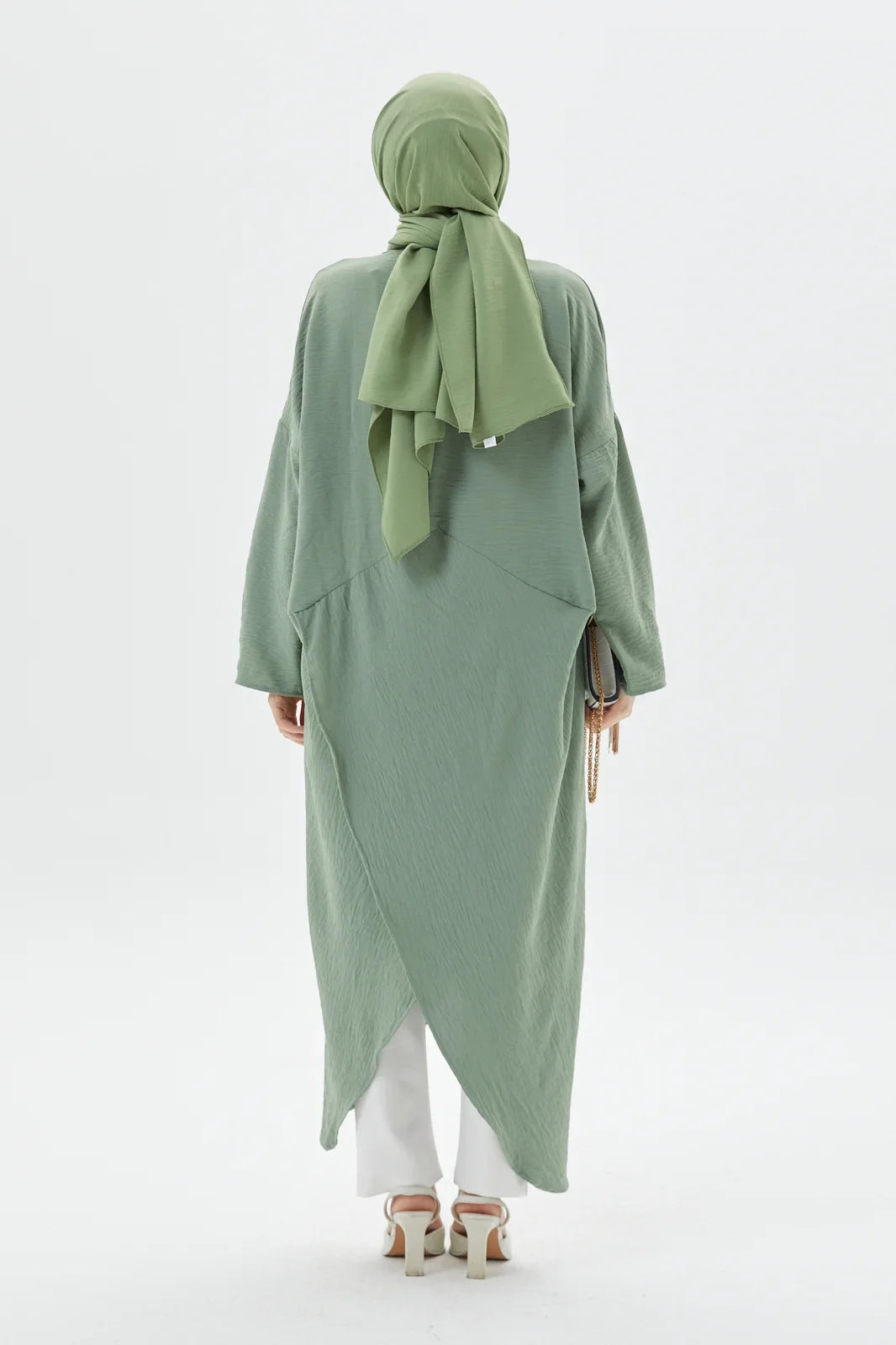 Refreshing Mint Cross Abaya Modest Outfit Exclusively on Turkista