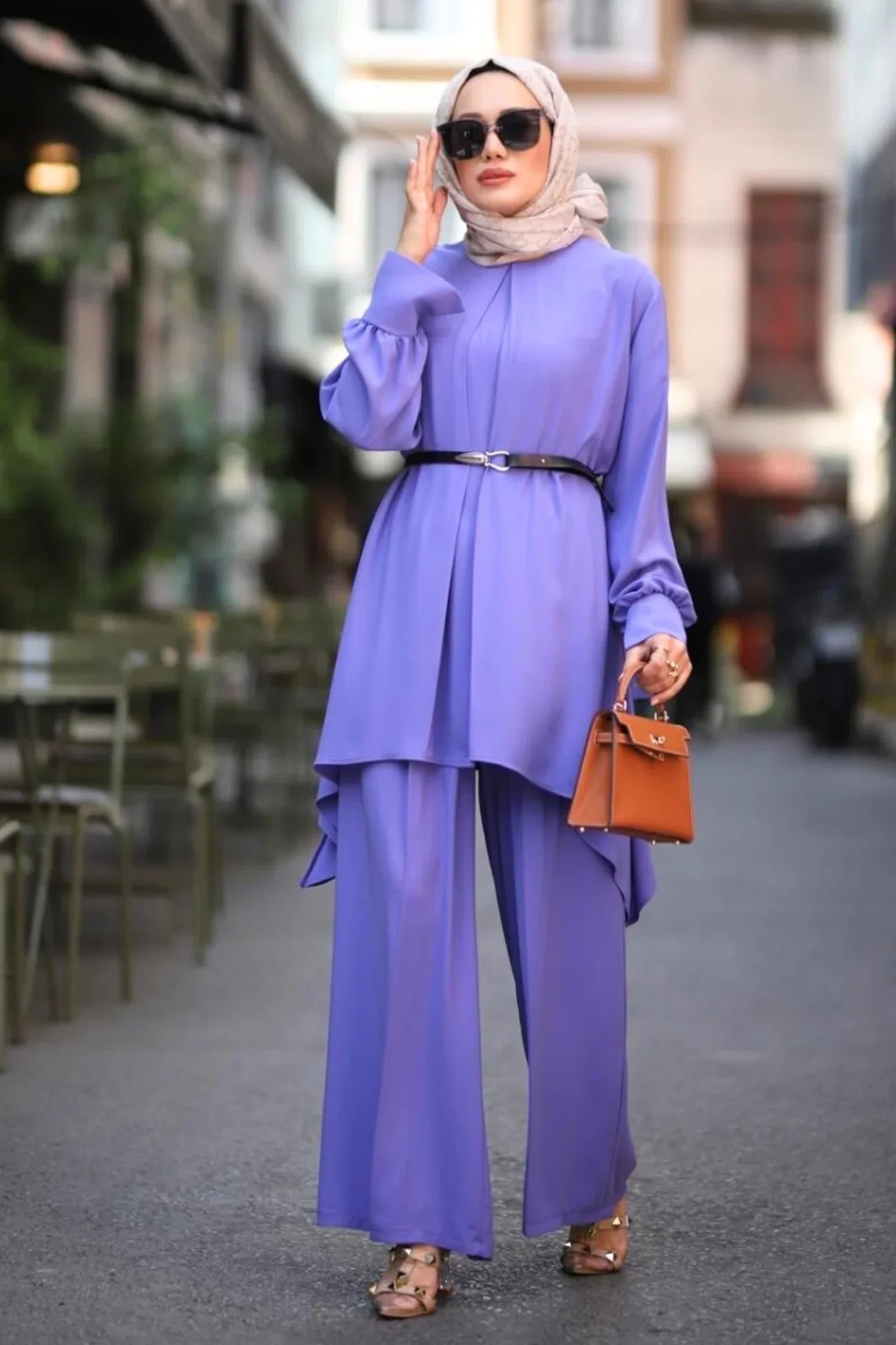 Purple Modest Tunic Set