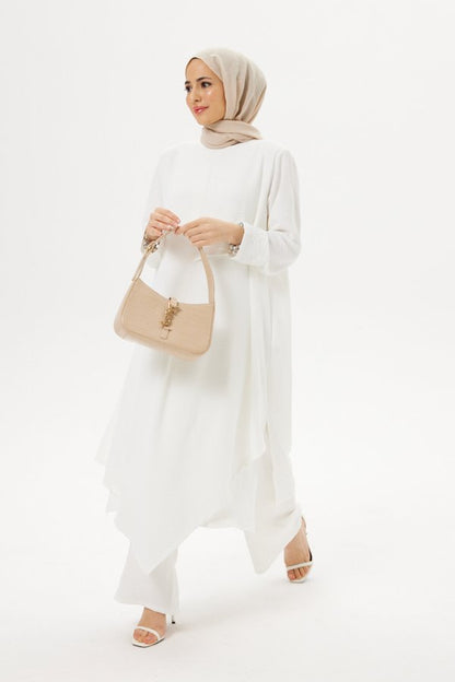 Two-Piece Modest White Abaya Travel Set Outfit