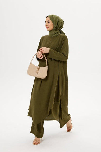 Two-Piece Modest Green Abaya Travel Set Outfit