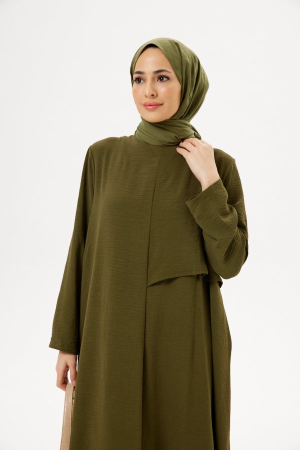 Two-Piece Modest Green Abaya Travel Set Outfit