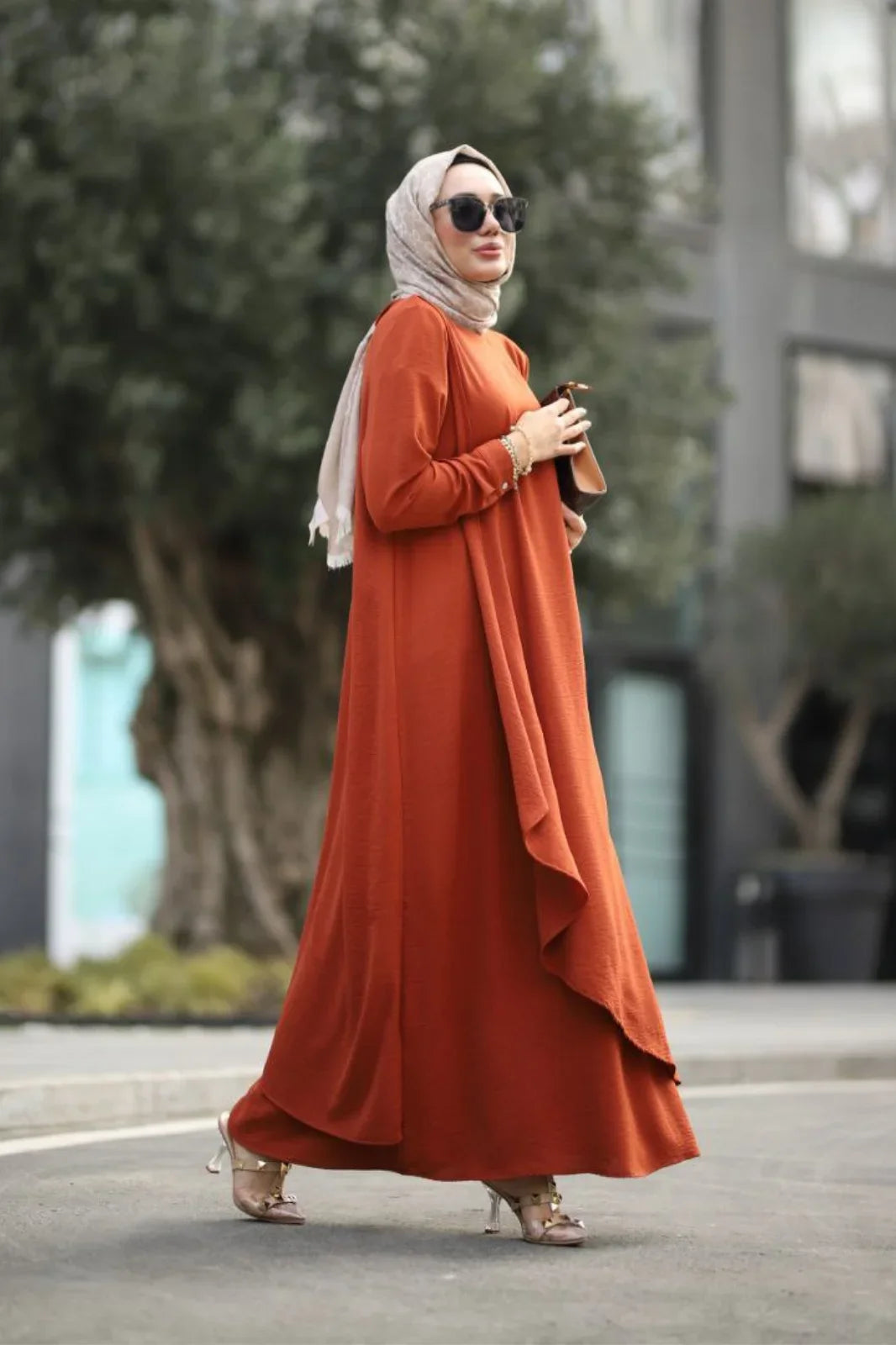 Stylish Burnt Orange Abaya A Modest Outfit for Women