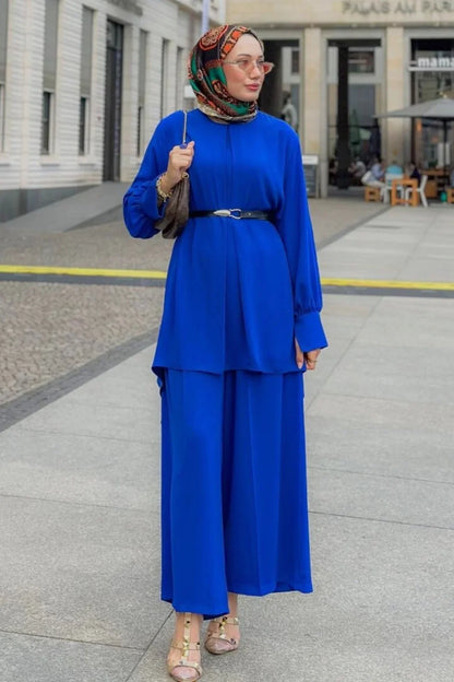 Blue Modest Tunic Set