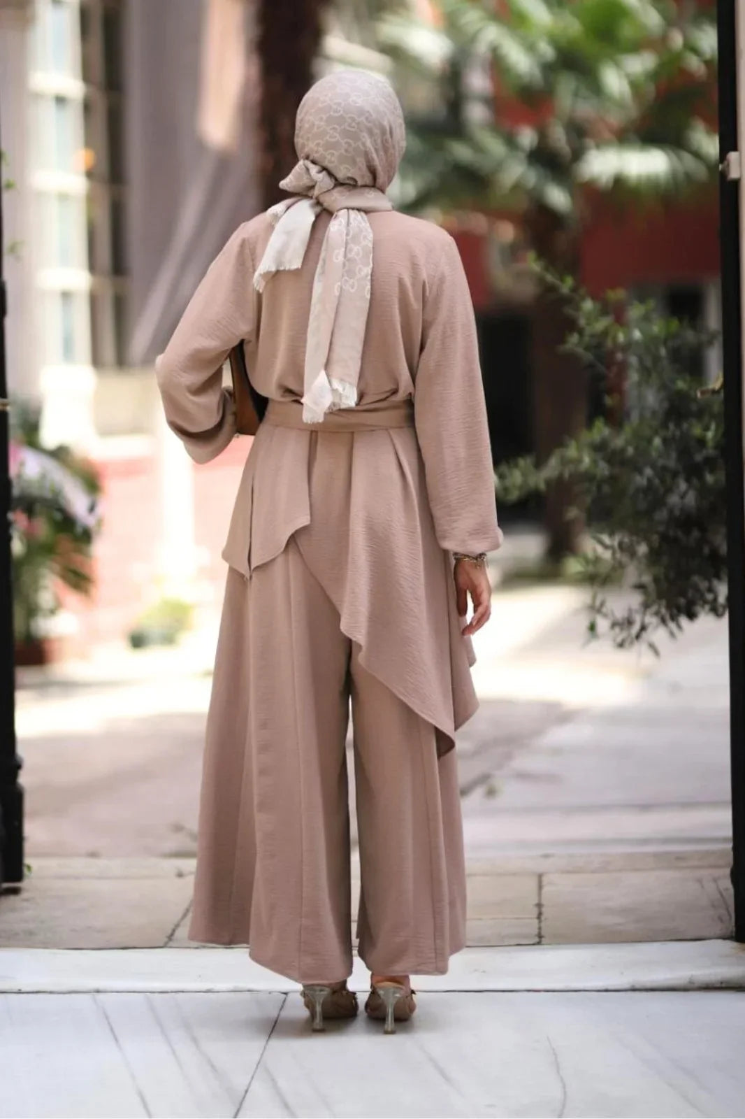 Minel 2-Piece Takim Sandy Brown Modest Outfit Abaya Set