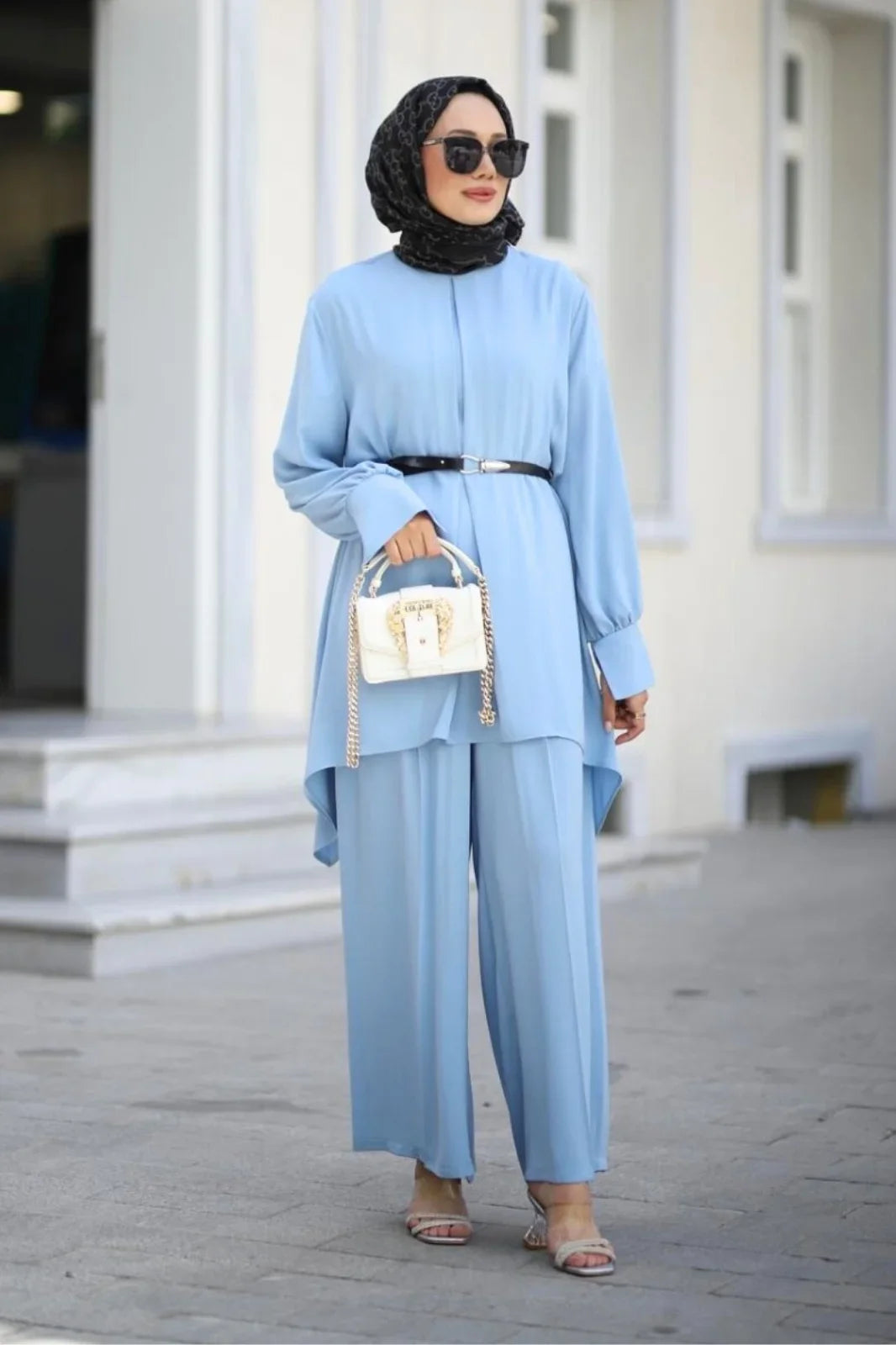 Modest Cornflower Blue Tunic Set