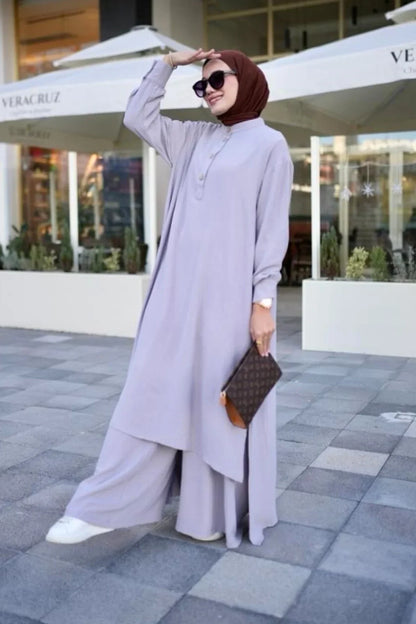 Grey Abaya Travel Suit Modest Evening Dresses