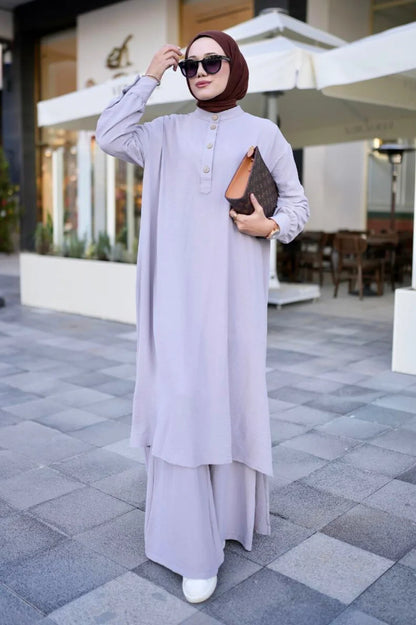 Grey Abaya Travel Suit Modest Evening Dresses