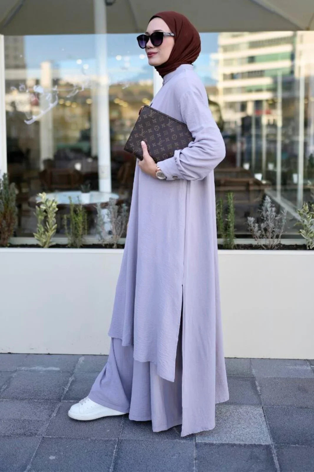 Grey Abaya Travel Suit Modest Evening Dresses