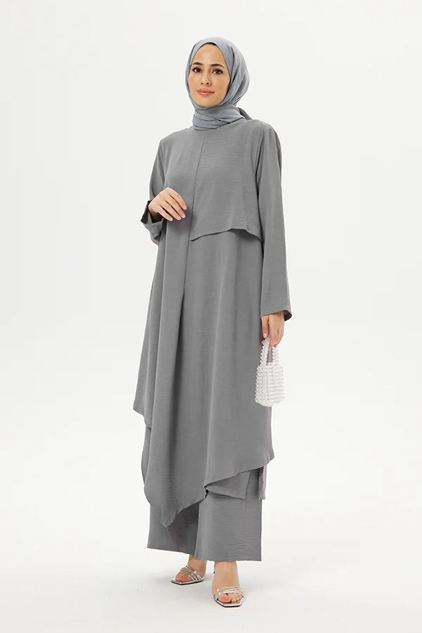 Two-Piece Grey Abaya Travel Set 